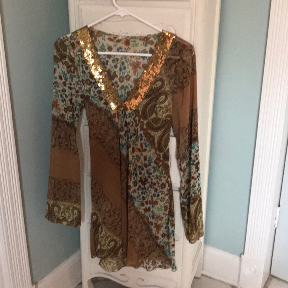 Sparkly Boho Chiffon Top Small